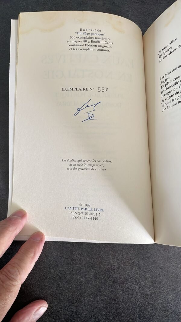 Eaux Captives En Nostalgie - Florilège Poétique / Dominique Chaudray. Edition Originale et Signée par L'Auteur. Exemplaire N° 557 / 600 – Image 7