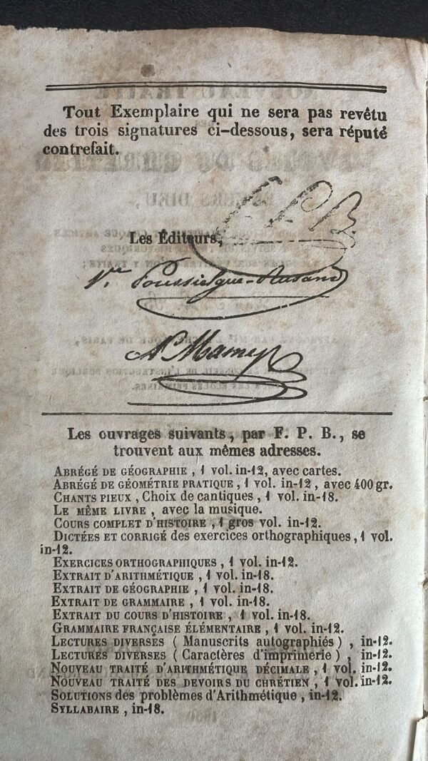 NOUVEAU TRAITE DES DEVOIRS DU CHRETIEN ENVERS DIEU - DANS LEQUEL CHAQUE CHAPITRE ET CHAQUE ARTICLE SONT SUIVIS DE TRAITS HISTORIQUES ANALOGUES AUX VERITES QU'ON Y TRAITE. F.P.B. – Image 4