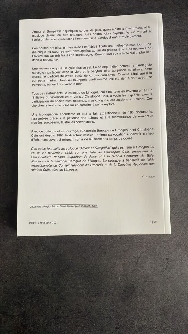 Amour et sympathie : actes du Colloque sur les instruments à cordes sympathiques, Limoges, 28-29 nov. 1992 – Image 3