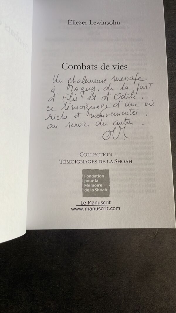 Combats de vies.  Éliezer Lewinsohn. Collection Témoignages de la Shoah. – Image 4