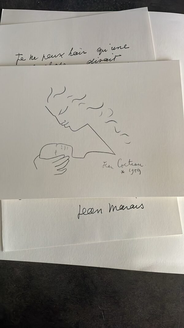 Portfolio comprenant cinq reproductions d’illustrations réalisées par Jean Cocteau.  Pour le Secours populaire, réédition de 1989. – Image 4