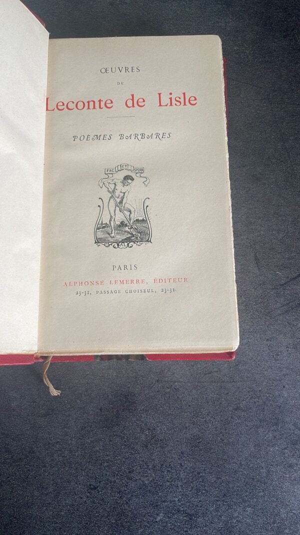 Charles - Marie LECONTE DE LISLE - Poèmes barbares. – Image 4