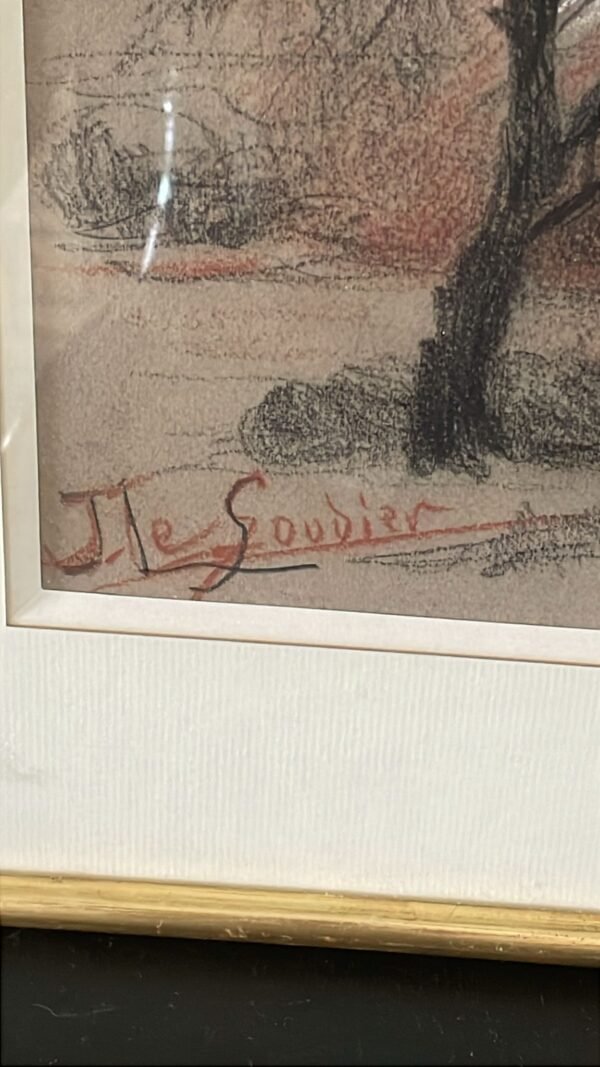 Sanguine et Fusain. de Jane Lesoudier  ( Femme assise en forêt situé à Meudon ) – Image 4