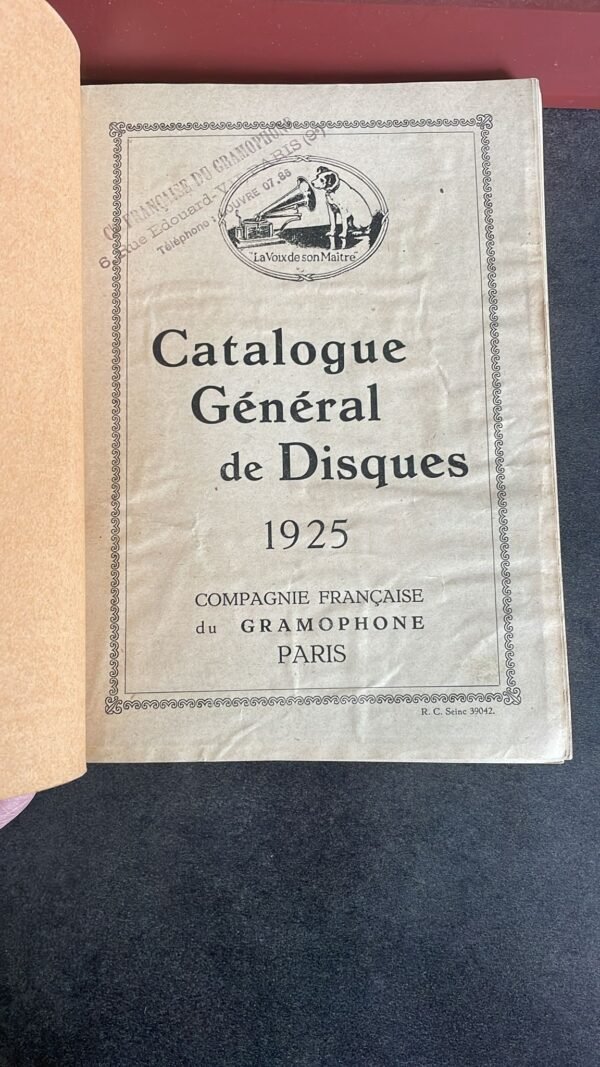 Catalogue Des Disques " La Voix De Son Maitre "1925 Compagnie Française Du Gramophone. – Image 3