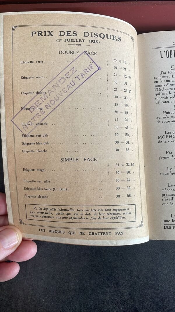 Catalogue Des Disques " La Voix De Son Maitre "1925 Compagnie Française Du Gramophone. – Image 5