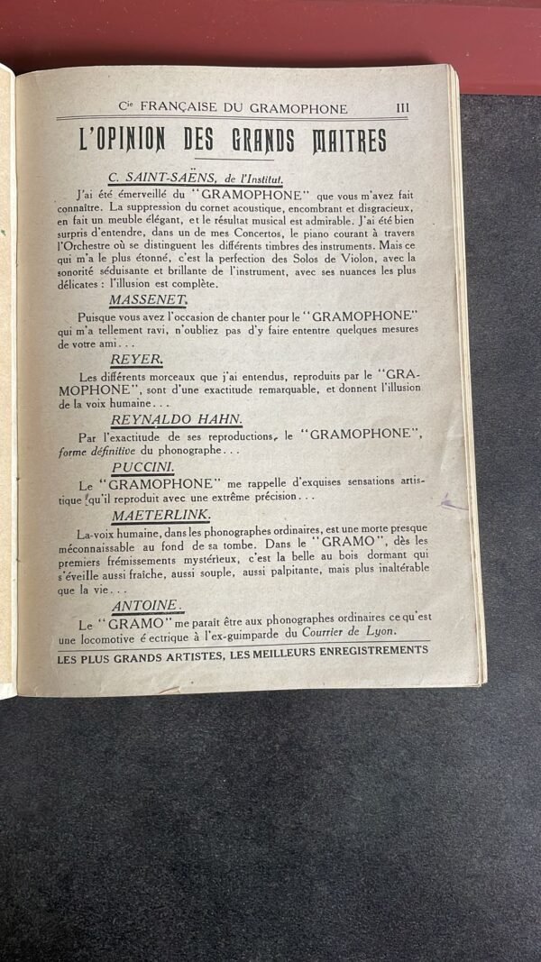 Catalogue Des Disques " La Voix De Son Maitre "1925 Compagnie Française Du Gramophone. – Image 6