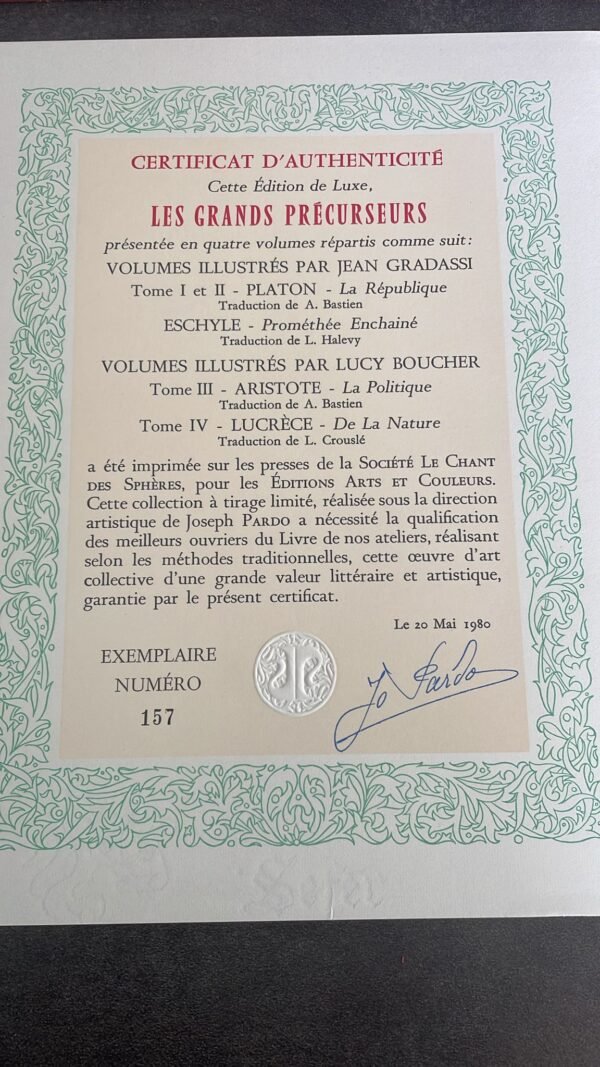 GRADASSI (Jean) & BOUCHER (Lucy). Les Grands Précurseurs. Editions Arts et Couleurs Monte Carlo. Exemplaire N° 157 sur 2500. – Image 8
