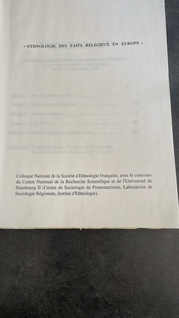 Colloque National de la Société d'Ethnologie Française ,Strasbourg, 24-25 et 26 novembre 1988. Ethnologie des faits religieux en Europe. – Image 2