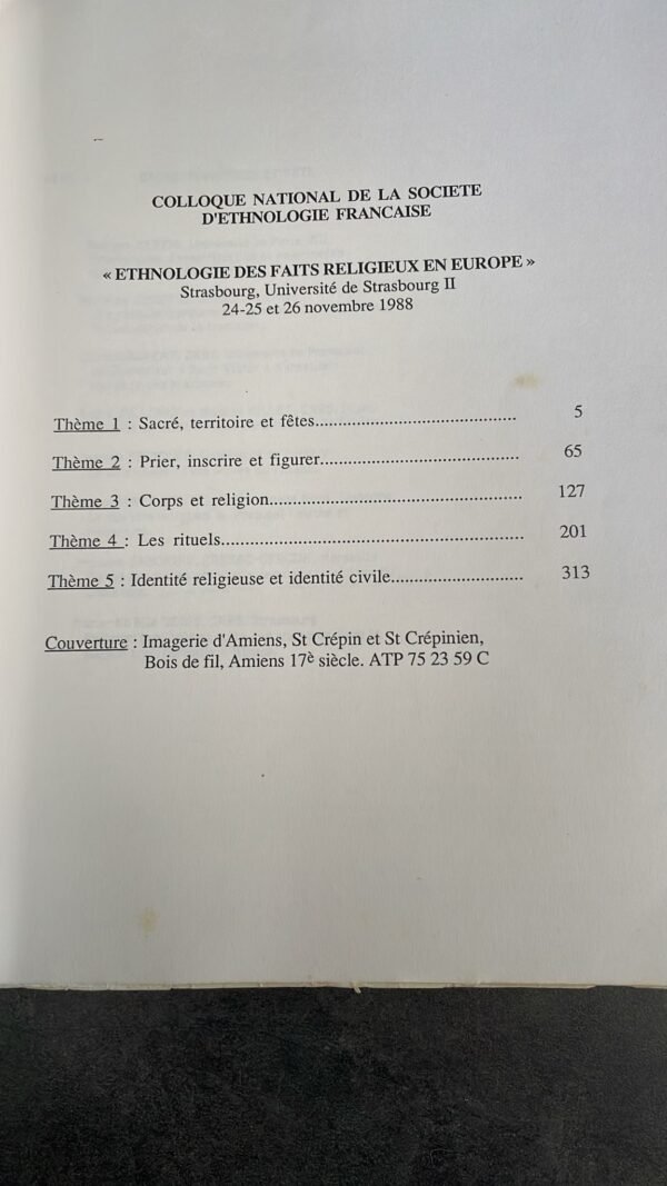 Colloque National de la Société d'Ethnologie Française ,Strasbourg, 24-25 et 26 novembre 1988. Ethnologie des faits religieux en Europe. – Image 8