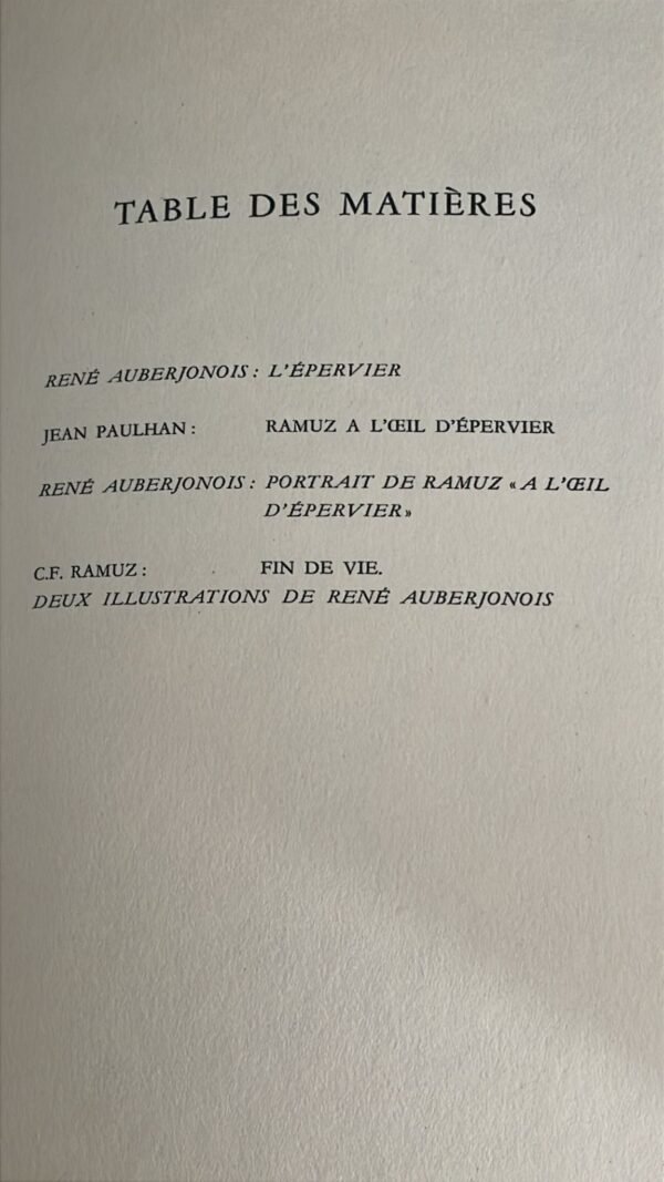 FIN DE VIE. RECIT. de C.F. Ramuz  Précédé de Ramuz à l'œil d'épervier par Jean Paulhan.    Edition Hors Commerce Réservée Aux Membres De La Guilde Du Livre. Exemplaire N° 141 / Volume N° 299. – Image 6