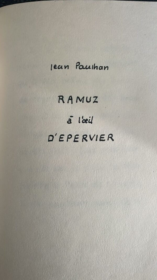 FIN DE VIE. RECIT. de C.F. Ramuz  Précédé de Ramuz à l'œil d'épervier par Jean Paulhan.    Edition Hors Commerce Réservée Aux Membres De La Guilde Du Livre. Exemplaire N° 141 / Volume N° 299. – Image 5