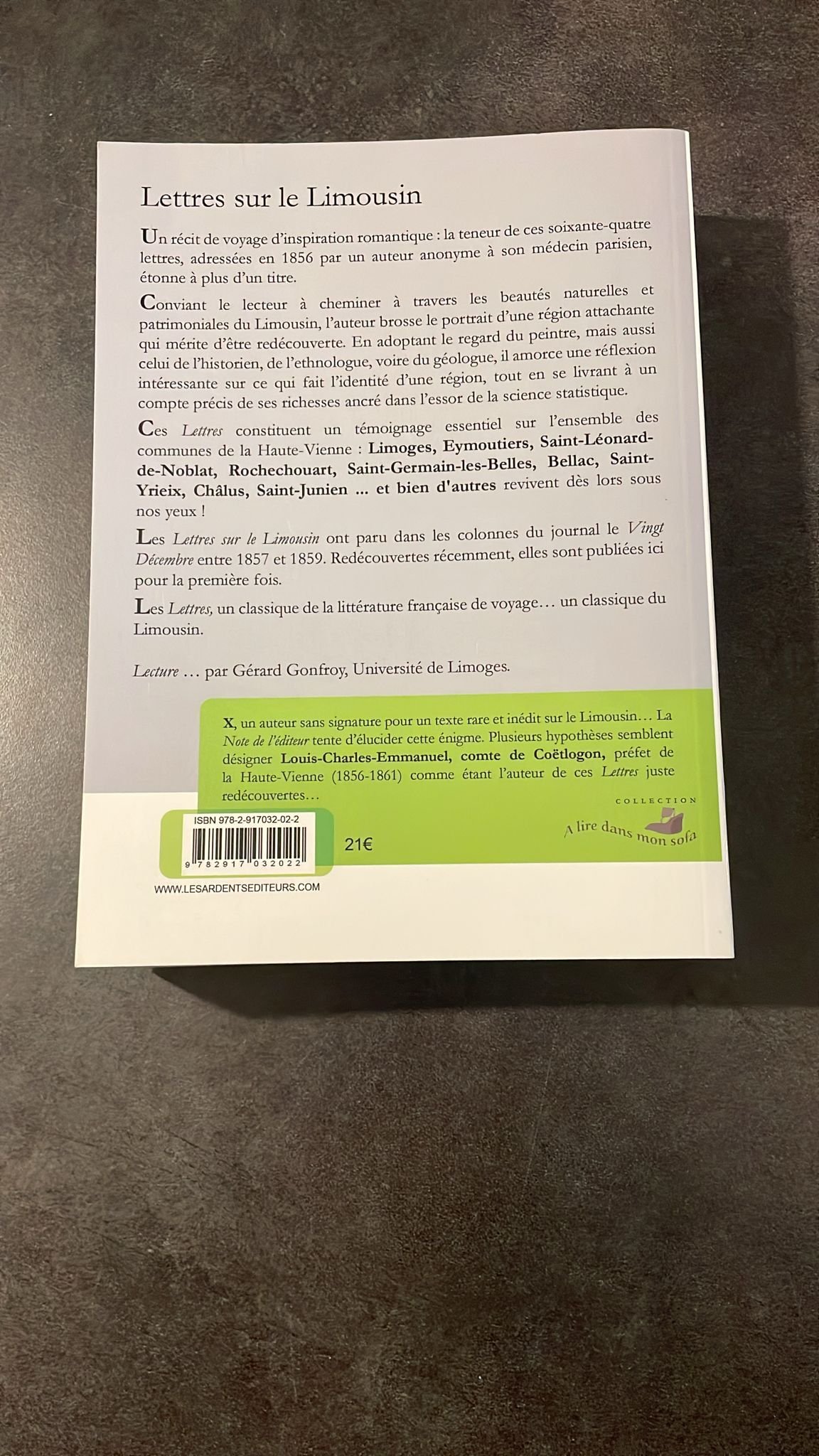 Lettres sur le Limousin, Un récit de Voyage d'Henri Alexandre Flour de saint Genis paru aux Ardents Editeur – Image 3